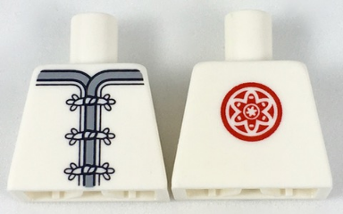 Torso Ninjago Robe with Gray Trim, White Frog Clasps and Red Flower Medallion Pattern