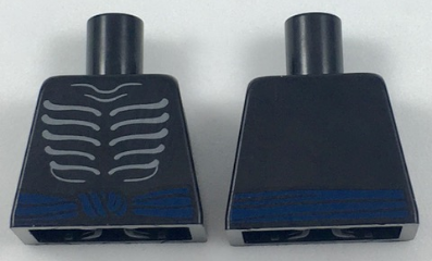 Torso Ninjago Skeleton Ribs Gray and Dark Blue Waist Sash Pattern