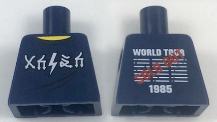 Torso Sleeveless Top with White Arrow and Lightning Symbols and 'WORLD TOUR' 'SOLD OUT' '1985' Pattern