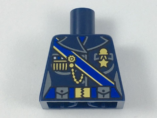 Torso Female Outline Military Uniform with Blue Sash and Belt and Gold Chain and Medals Pattern