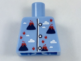Torso Pajamas with Volcanoes with Lava and Fire and White Clouds Pattern
