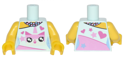 Torso Female Outline Dress with Pink Unikitty, Hearts, Stars and Beaded Necklace Pattern / Yellow Arms / Yellow Hands