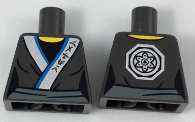 Torso Ninjago Female Robe with Ninjago Logogram 'WATER', Silver Medallion Pattern