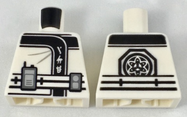 Torso Ninjago Robe with Ninjago Logogram 'ICE', Belt with Radio and Black Emblem Pattern