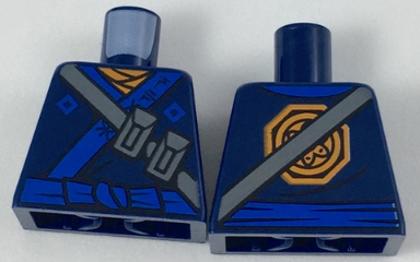 Torso Ninjago Robe with Ninjago Logogram 'SPARK', Orange Scarf, Blue Sash and Orange Emblem Pattern