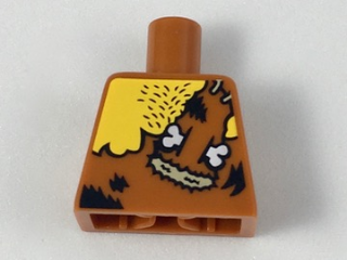 Torso Male with Chest Hair and Animal Print Top with Bone and 2 Stitches Pattern