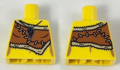 Torso Female Dark Orange Animal Skin Top with Black and Silver Amulet Pattern