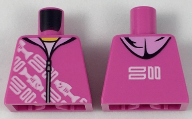 Torso Hoodie with White Rectangles and Fish Pattern