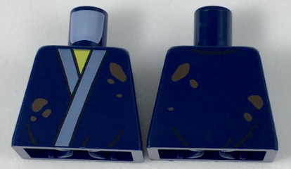 Torso Robe with Sand Blue Trim and Mud Splotches Pattern