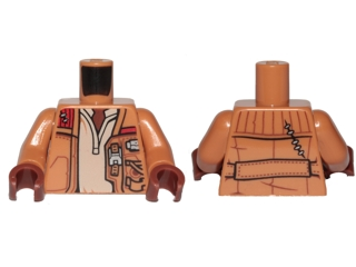 Torso SW Jacket Worn with Pockets, Zipper and Gadgets, Tan Undershirt Pattern / Medium Nougat Arms / Reddish Brown Hands