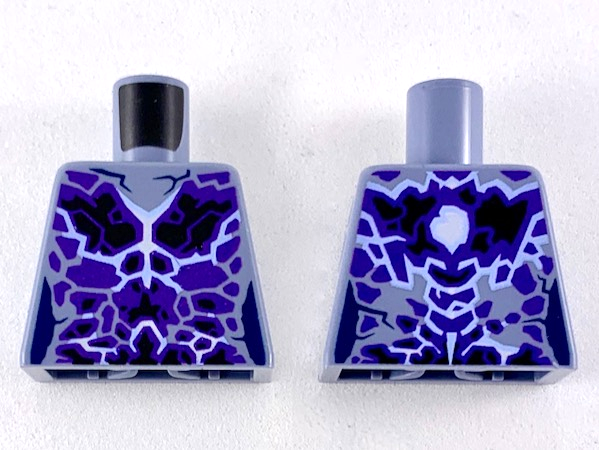 Torso Female Outline with Black and Dark Purple Rocks and White and Blue Lightning Effect Pattern