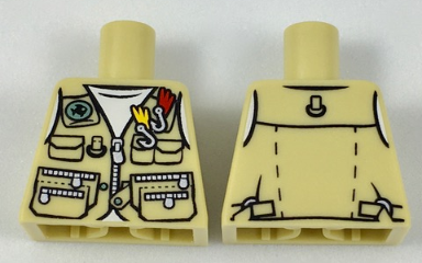 Torso Vest with Zipper, Pockets, Fish Sign and Fishing Hooks Pattern