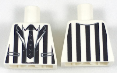 Torso Suit Jacket with Black Vertical Stripes Thick and Black Tie Pattern