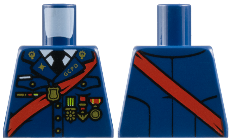 Torso Police Uniform Dress, Red Sash, 'GCPD' and Medals Pattern