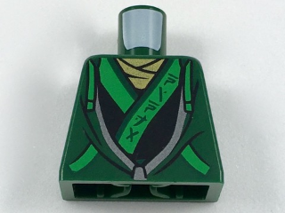 Torso Hoodie with Bright Green Ties and Trim over Ninjago Robe with Ninjago Logogram 'NINJA' Pattern