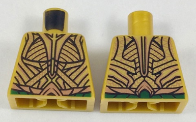 Torso Atlantean Armor Elaborate with Gold Plates and Dark Green Belt Pattern