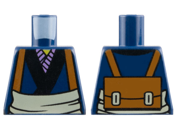 Torso Kimono with Black and Lavender Trim, Tan Waist Sash and Medium Nougat Backpack with Straps Pattern