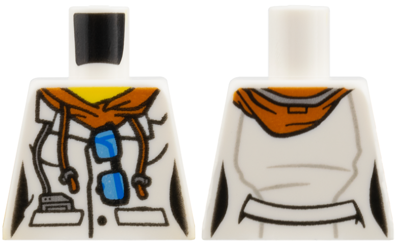 Torso Lab Coat Female with Dark Orange Hoodie and Sunglasses Pattern