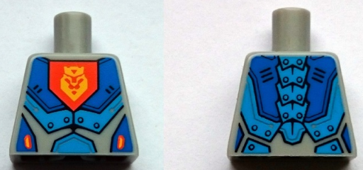 Torso Nexo Knights Armor with Blue and Dark Azure Panels and Yellow Crowned Lion on Orange Pentagonal Shield Pattern