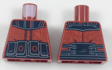 Torso Alien Armor with Black Shoulders and Belt and Red Circuitry Pattern