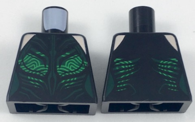 Torso Female Outline with Catsuit with Dark Green Contour Lines and Green Swirly Pattern