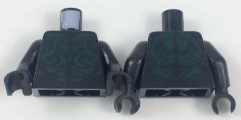 Torso Alien with Dark Green Armor Scales Pattern / Black Arms / Black Hands