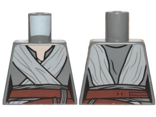 Torso SW Female Outline, Open Neck Shirt, Light Bluish Gray Tied Robe, Reddish Brown Belt Pattern