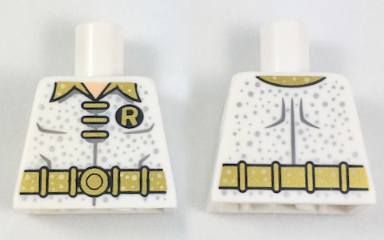 Torso Batman 'R' Symbol, 3 Gold Clasps and Collar and Belt and Silver Dots Pattern