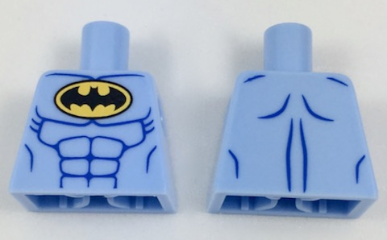 Torso Batman Logo in Yellow Oval with Blue Muscles Pattern