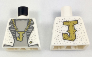 Torso Batman Jacket with Silver Dots, Light Gray Lapels and Shirt, Gold 'J' Necklace and Gold 'J' on Back Pattern (Disco Joker)