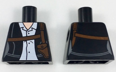 Torso Female Jacket with White Button Up Shirt and Dark Brown Shoulder Holster Pattern