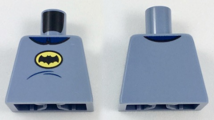Torso Batman Logo in Yellow Oval, Dark Blue Collar and Stomach Contour Lines Pattern