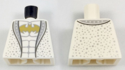 Torso Suit Jacket with Silver Lapels and Spots, Gold Batman Logo and Silver Muscles Pattern