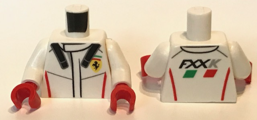 Torso Racing Suit with Ferrari Logo and 'FXXK' on Back Pattern / White Arms / Red Hands