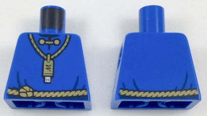 Torso Robe with Gold USB Flash Drive on Necklace with 'M' and Dark Tan Rope Belt Pattern