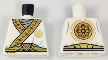 Torso Ninjago Tunic with Gold Trim Over Light Gray Shirt and Gold Flower Symbol on Back Pattern