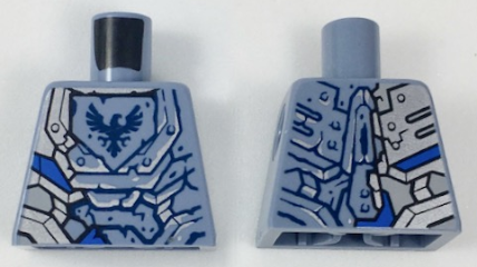 Torso Nexo Knights Armor Semi-Stone with Dark Blue Falcon in Shield Pattern