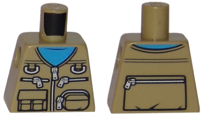 Torso Vest with Zipper, Pockets and Pouches Over Dark Azure Shirt Pattern