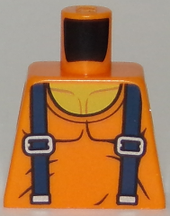 Torso Town Miners with Sleeveless T-Shirt over Muscles with Dark Blue Suspender Straps Pattern