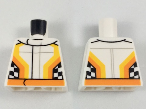 Torso Racing Jacket with Orange Stripes and Checkered Flag on Front and Back Pattern