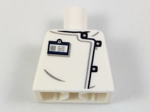 Torso Lab Coat with Black and Silver Clasps, ID Badge Pattern