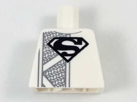 Torso Robe with Black Superman 'S' Logo and Dark Bluish Gray Mesh Stripe Pattern