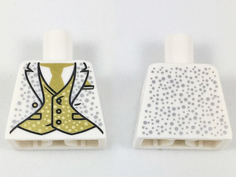 Torso Tuxedo with Gold Tie and Vest, Silver Speckles Pattern