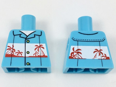 Torso Shirt with White Panel, Red Palm Trees Pattern