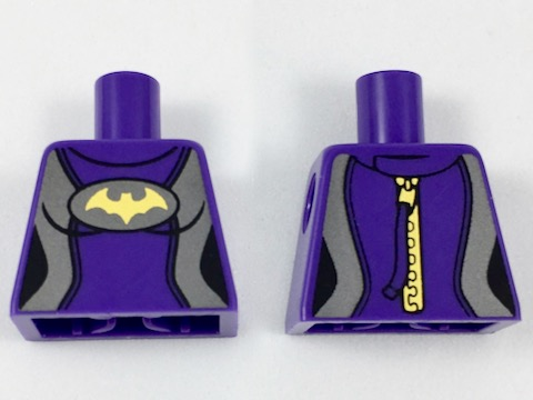 Torso Female Wetsuit, Flat Silver Sides, Yellow Bat Pattern