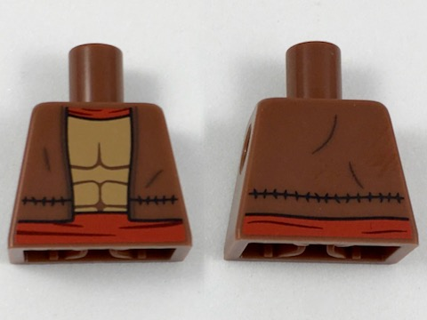 Torso Vest with Red Collar and Belt, Muscle Contours Pattern