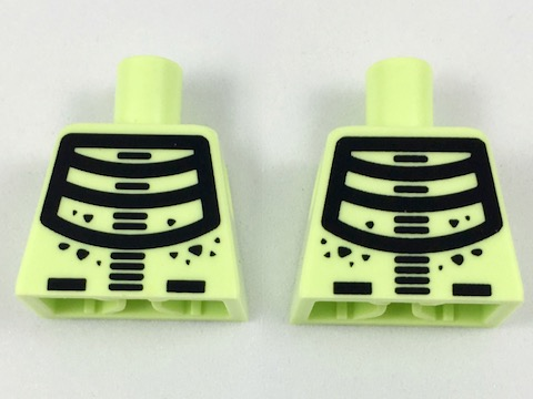 Torso Black Minifigure Skeleton Pattern