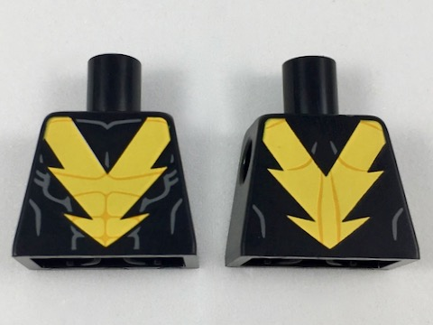 Torso Yellow Lightning 'V', Muscle Contour Lines Pattern