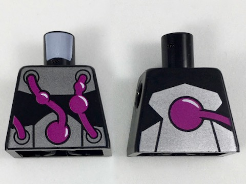 Torso Metallic Silver Bands with Bulging Purple Tubes Pattern