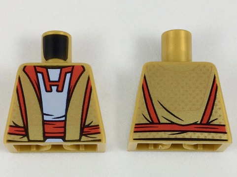 Torso Robe over Bright Light Blue Shirt, Red Belt and Trim Pattern